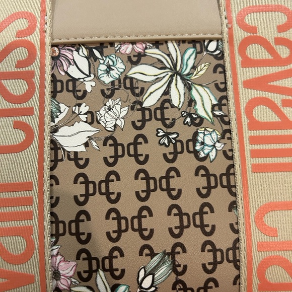 Cavalli Class Tan and Cream Floral Tote $98 - Picture 3 of 9